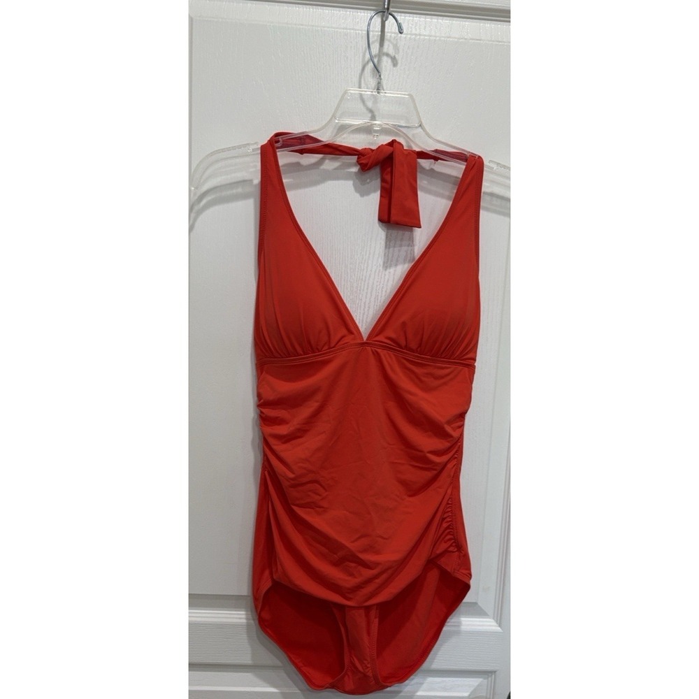 Tommy Bahama Pearl Red V-Neck One Piece Swimsuit Women's Size 16 NWOT